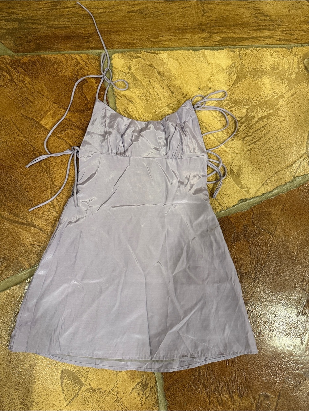 superdown Lilac Satin Slip Dress with Tie Straps